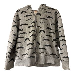 Gymboree Gray and Black Mustaches Hoodie Size Large
